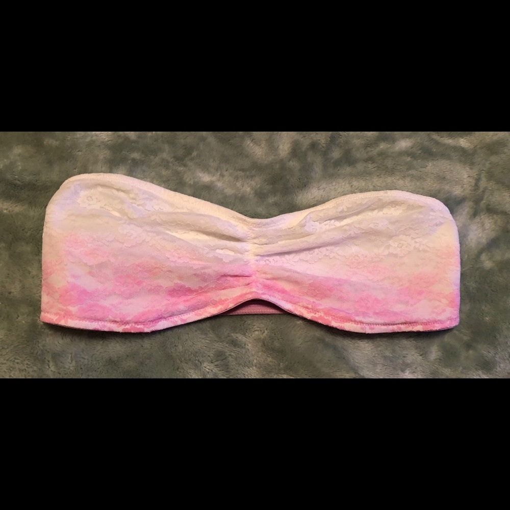 PINK Victoria’s Secret bandeau purple & white lace
